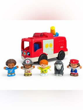 Fisher Price Little People Fire Truck Lights Sounds 5 Figures Bundle